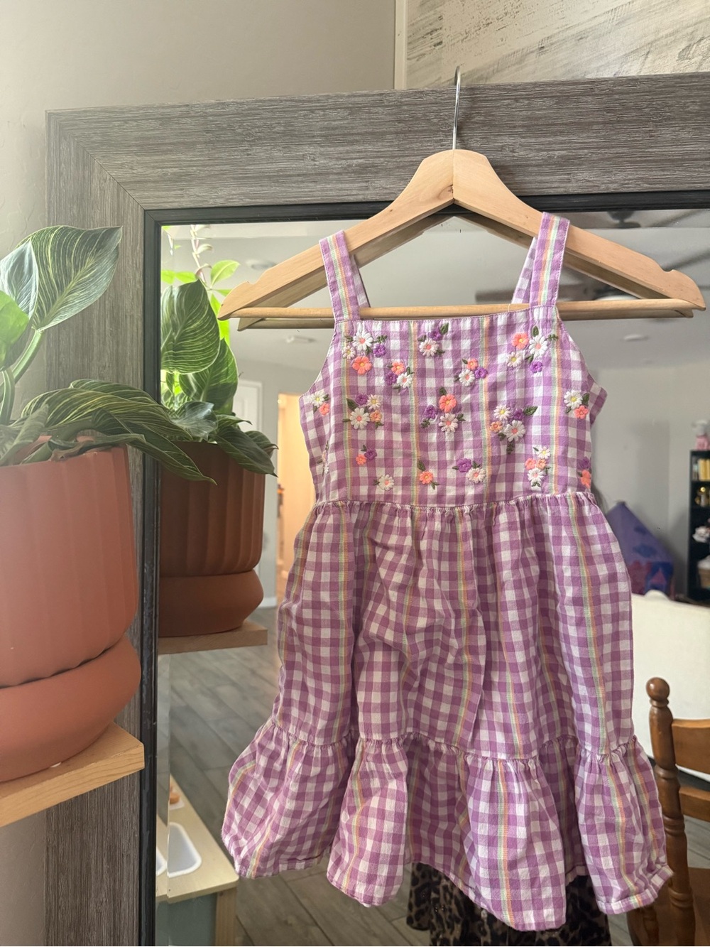 Cat & Jack Purple Gingham Floral Sundress